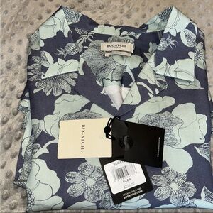 Bugatchi Men's Navy and Light Blue Floral Shirt